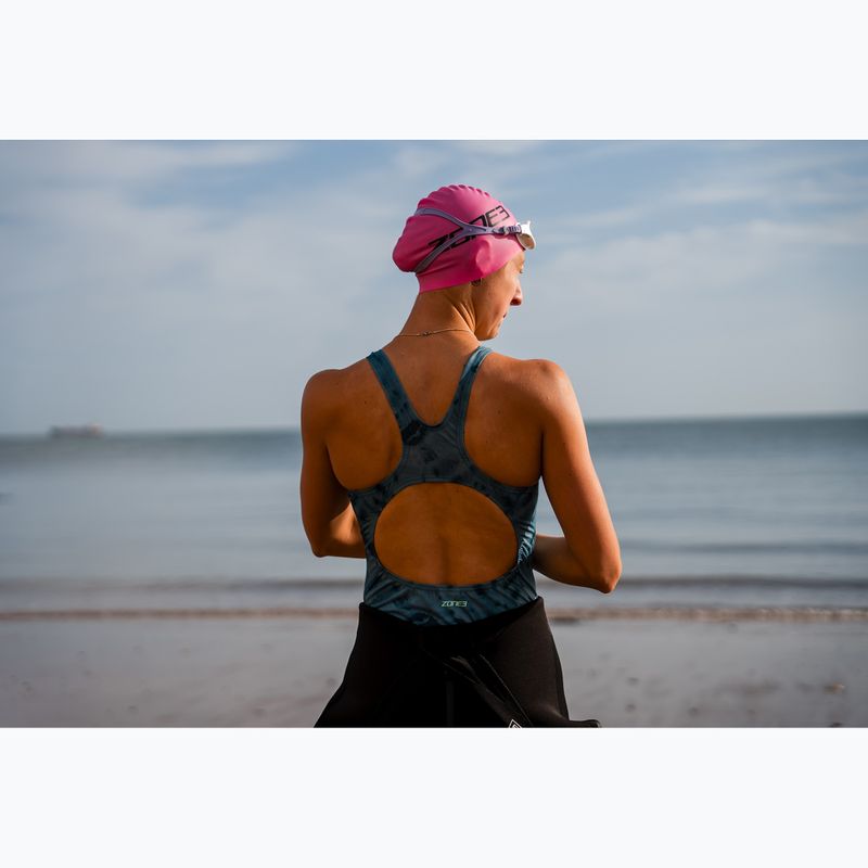 Moteriškas vientisas maudymosi kostiumėlis ZONE3 Classic teal tie-dye 10