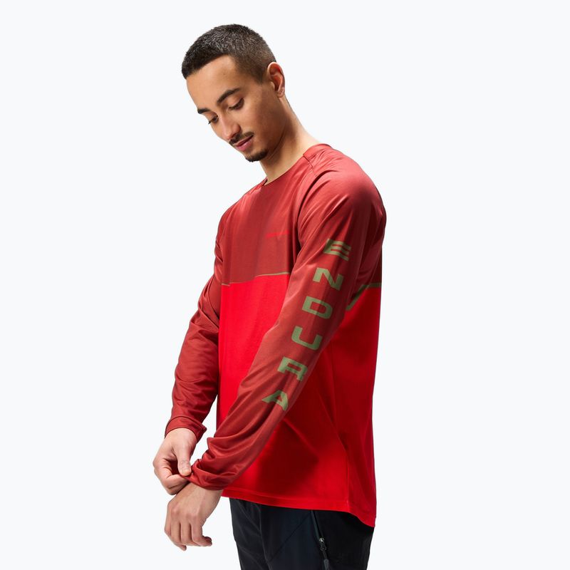 Vyriški dviračių marškinėliai ilgomis rankovėmis Endura Core Printed flame red 2