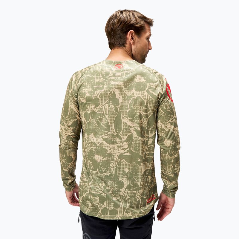 Vyriški dviračių marškinėliai ilgomis rankovėmis Endura Grid Floral Ltd tweed green 3