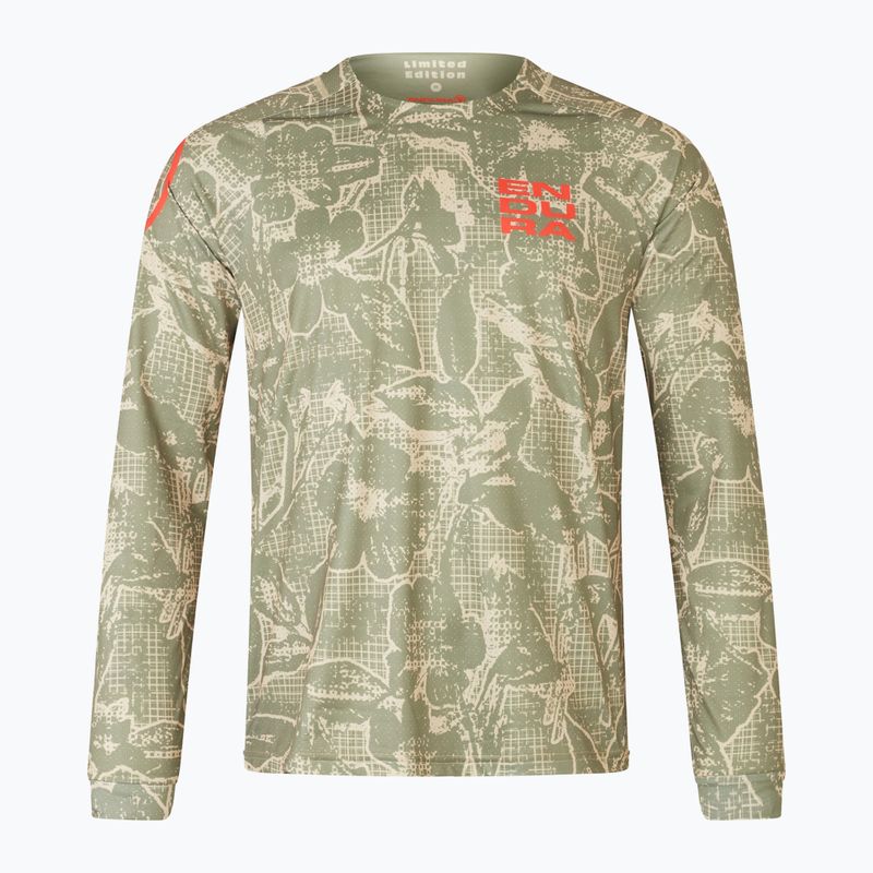Vyriški dviračių marškinėliai ilgomis rankovėmis Endura Grid Floral Ltd tweed green 4