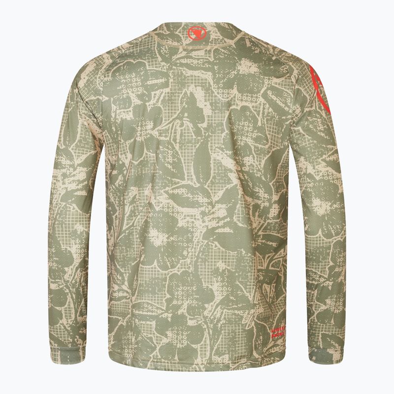 Vyriški dviračių marškinėliai ilgomis rankovėmis Endura Grid Floral Ltd tweed green 5