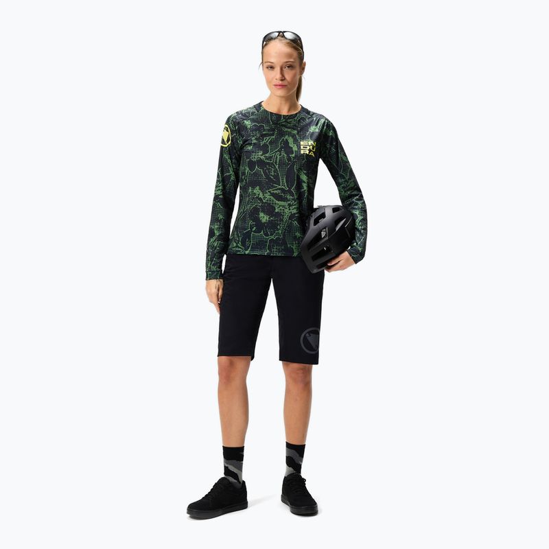 Moteriški dviračių marškinėliai ilgomis rankovėmis Endura Floral Ltd W black 2