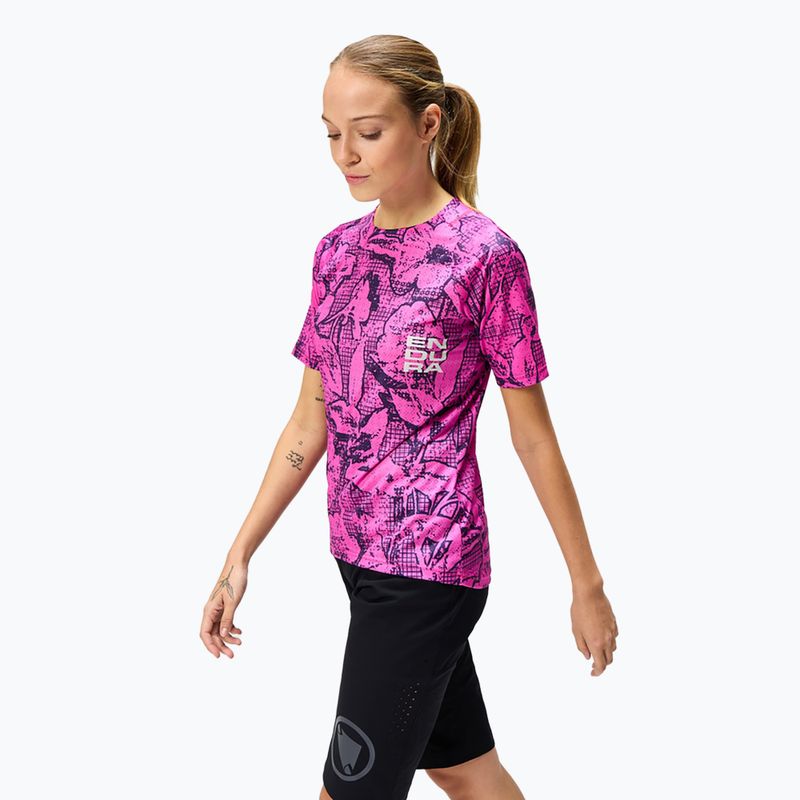 Moteriški dviračių marškinėliai Endura Grid Floral Ltd W pink pop 4