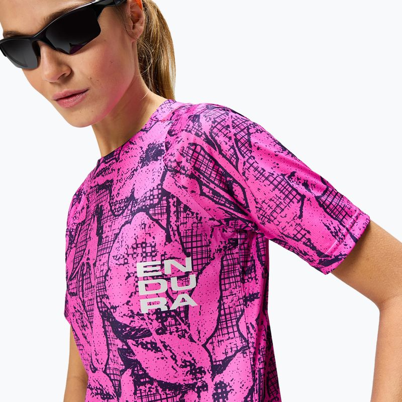Moteriški dviračių marškinėliai Endura Grid Floral Ltd W pink pop 5
