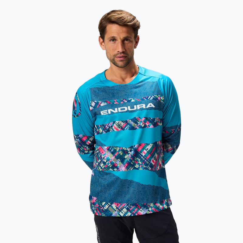 Vyriški dviračių marškinėliai ilgomis rankovėmis Endura Patchwork Ltd Printed barra blue