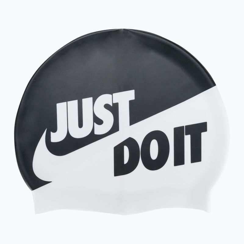 Nike Jdi plaukimo kepurė su šūkiu juodai balta NESS9164-001