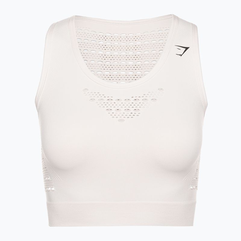 Moterų "Gymshark Energy Seamless Crop Top" kreminė balta 5