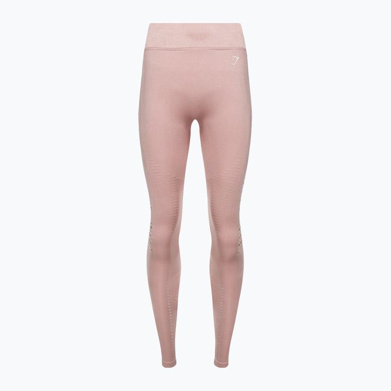 Moteriškos treniruočių tamprės Gymshark Flawless Shine Seamless pink/white 5