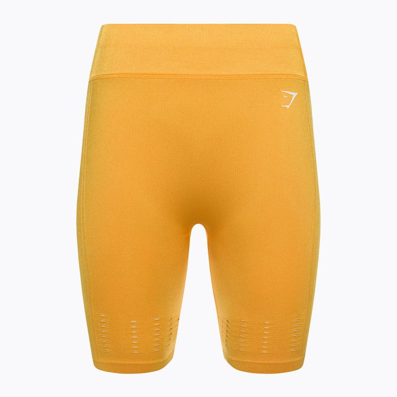 Moteriški šortai Gymshark Flawless Shine Seamless saffron/yellow treniruočių šortai 5