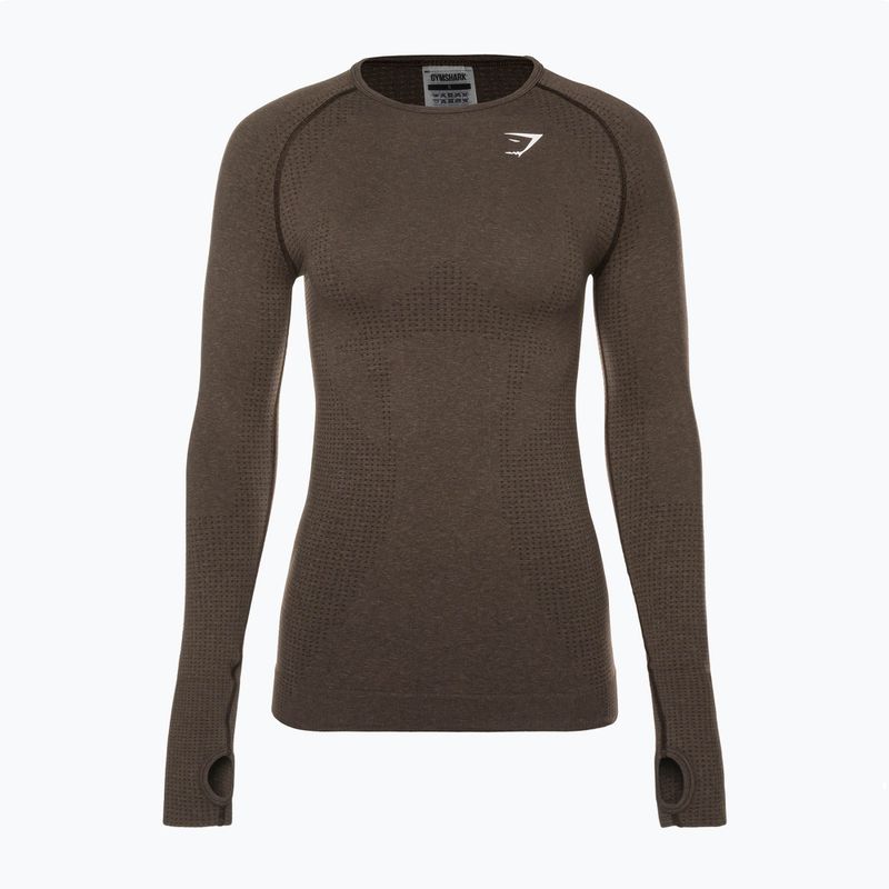 Moteriška treniruočių viršutinė dalis ilgomis rankovėmis "Gymshark Vital Seamless Top" ruda/balta 6