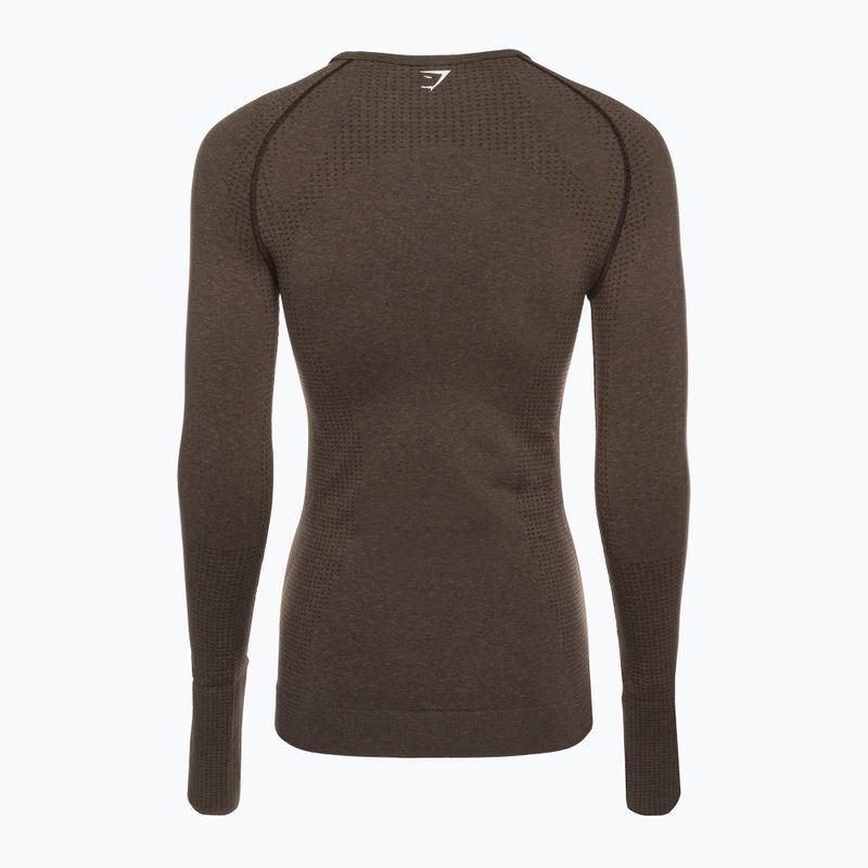 Moteriška treniruočių viršutinė dalis ilgomis rankovėmis "Gymshark Vital Seamless Top" ruda/balta 7