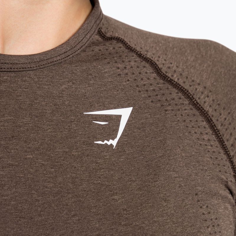 Moteriška treniruočių viršutinė dalis ilgomis rankovėmis "Gymshark Vital Seamless Top" ruda/balta 5