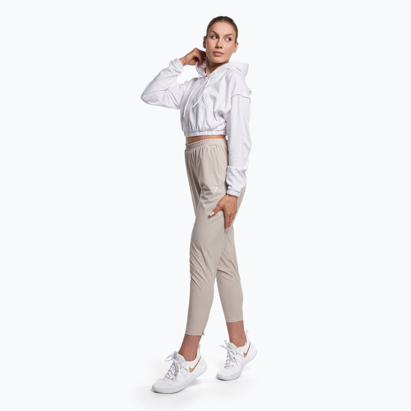 Moteriški treniruočių marškinėliai Gymshark KK Twins Zip Up Crop white 2