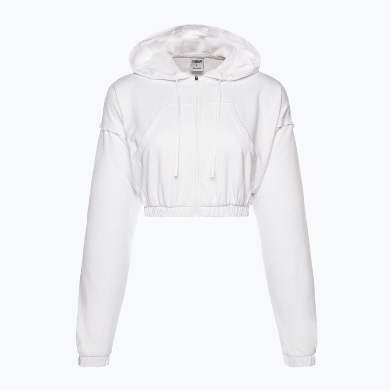 Moteriški treniruočių marškinėliai Gymshark KK Twins Zip Up Crop white 5