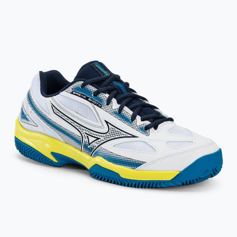 Vyriški teniso bateliai Mizuno Break Shot 4 CC white/dress blues/sulphur spring