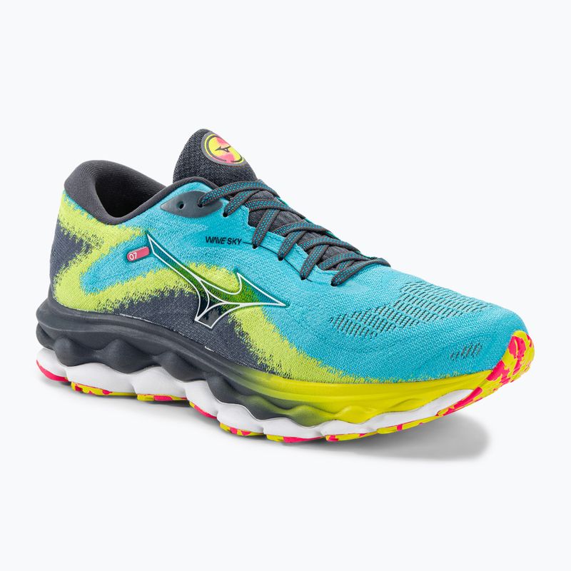 Vyriški bėgimo bateliai Mizuno Wave Sky 7 jet blue/white/bolt2neon