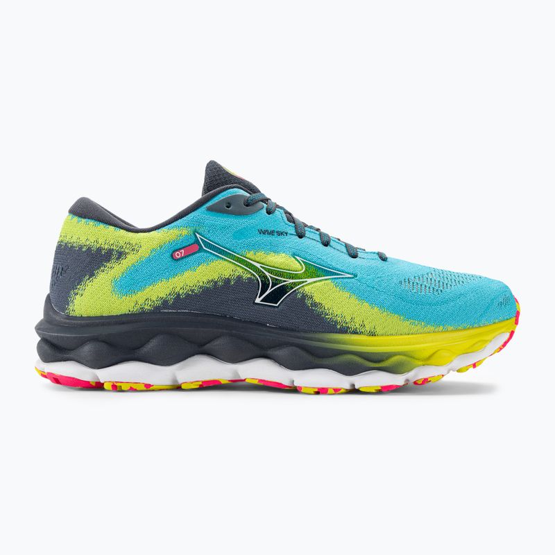 Vyriški bėgimo bateliai Mizuno Wave Sky 7 jet blue/white/bolt2neon 2