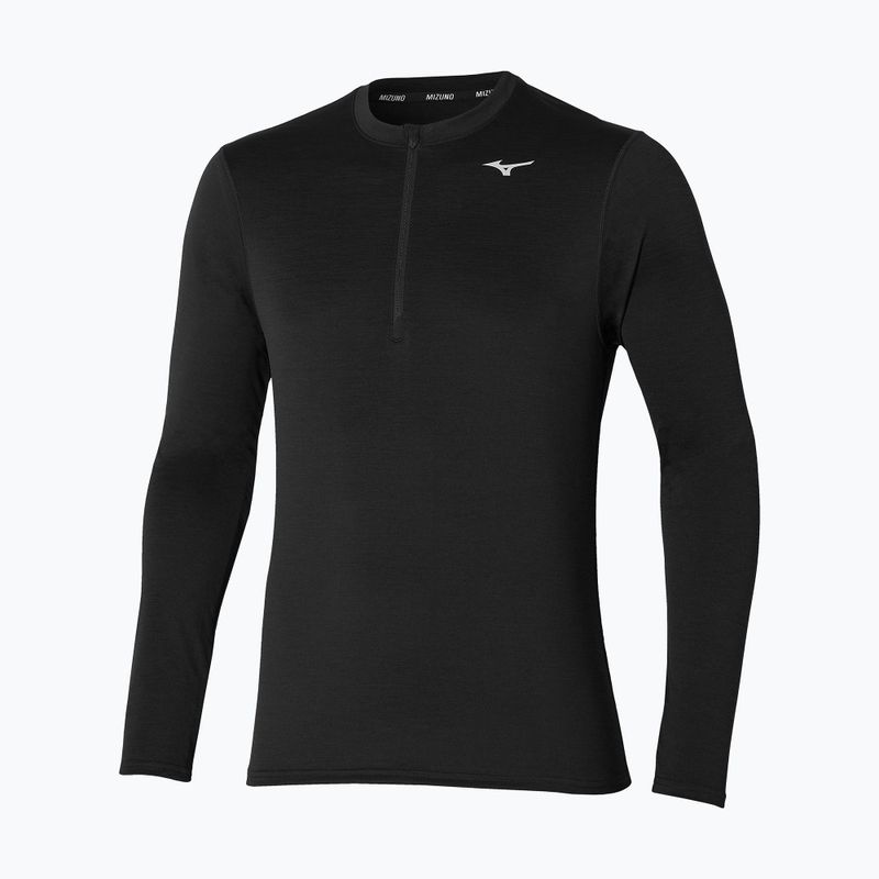 Vyriški bėgimo marškinėliai ilgomis rankovėmis Mizuno Impulse Core Half Zip black