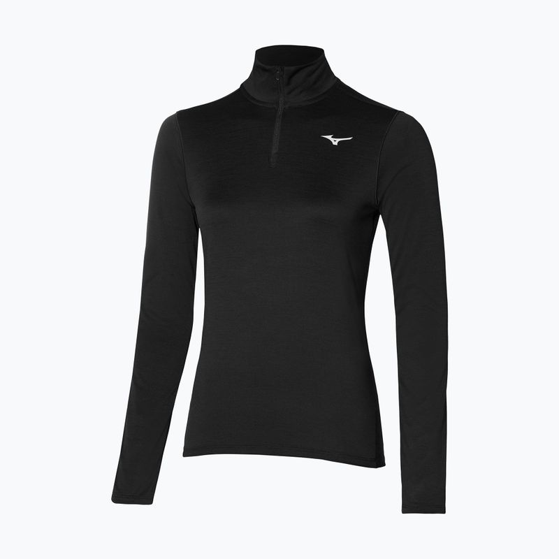 Moteriški bėgimo marškinėliai ilgomis rankovėmis Mizuno Impulse Core Half Zip black