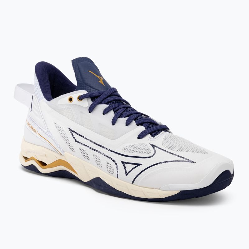 Vyriški rankinio bateliai Mizuno Wave Mirage 5 white/bribbon/mp gold