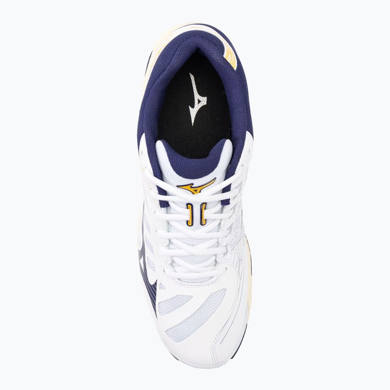 Vyriški tinklinio bateliai Mizuno Wave Voltage white / blue kaspinas / mp gold 7