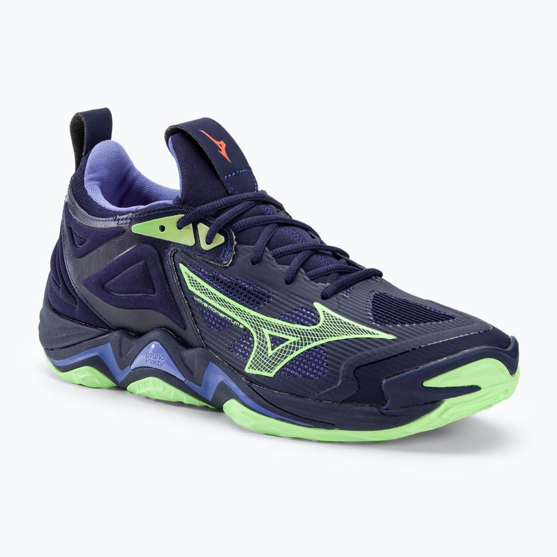 Vyriški tinklinio bateliai Mizuno Wave Momentum 3 evening blue / tech green / lolite