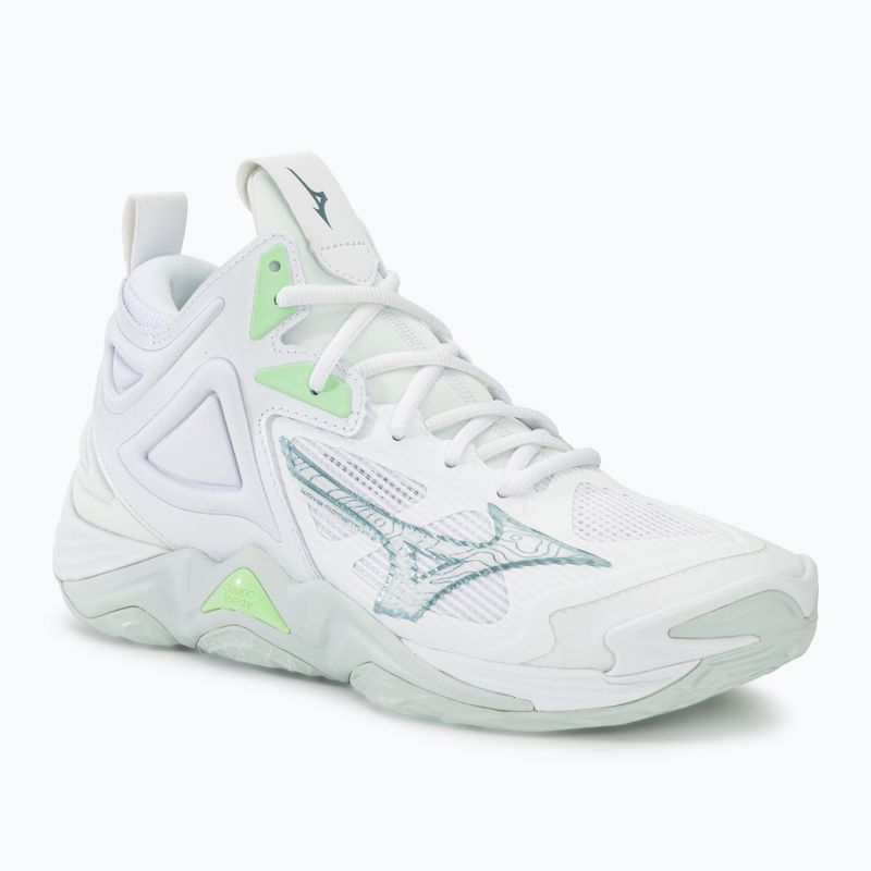 Moteriški tinklinio batai Mizuno Wave Momentum 3 Mid white/glacial/pantinagreen