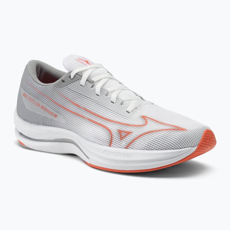 Vyriški bėgimo bateliai Mizuno Wave Rebellion Sonic 2 white/hot coral/harbor mist