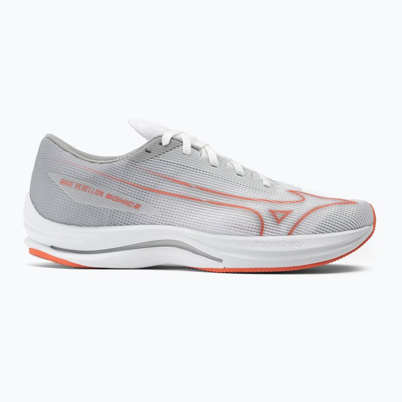 Vyriški bėgimo bateliai Mizuno Wave Rebellion Sonic 2 white/hot coral/harbor mist 2