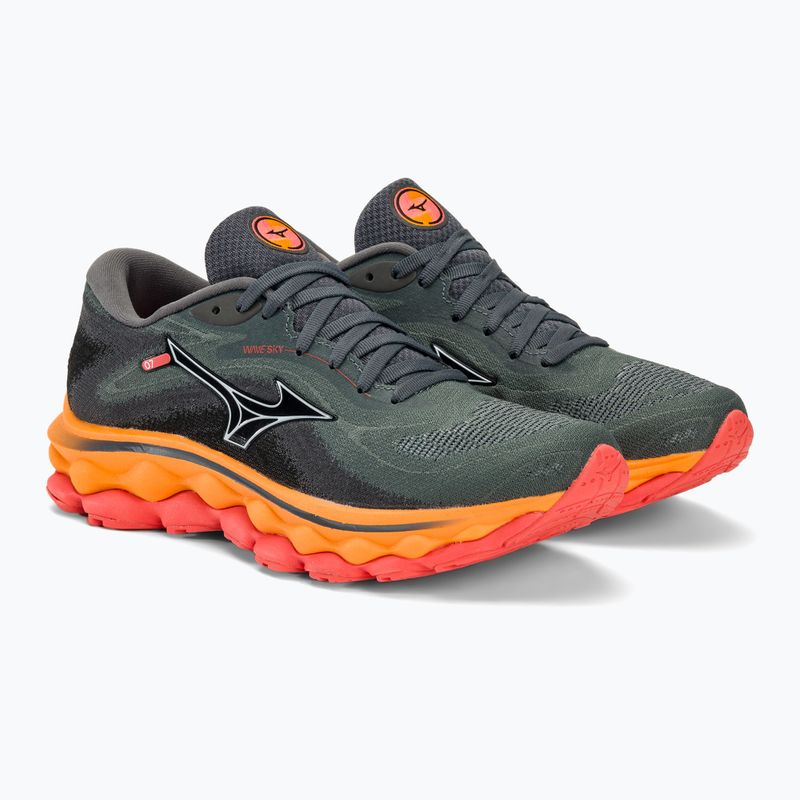 Moteriški bėgimo bateliai Mizuno Wave Sky 7 turbulence/white/carrot curl 5