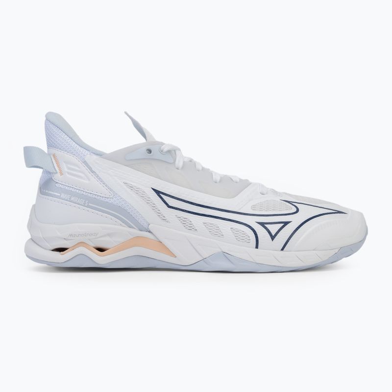 Moteriški rankinio bateliai Mizuno Wave Mirage 5 white/navy peony/peach parfait 2