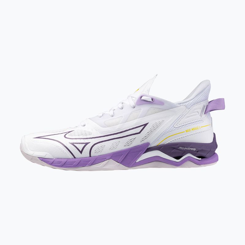 Moteriški rankinio bateliai Mizuno Wave Mirage 5 white/patrician purple/quince 8