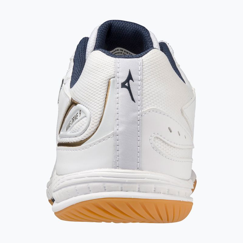 Mizuno Wave Drive 9 teniso bateliai balti/suknelės mėlyni/auksiniai 3