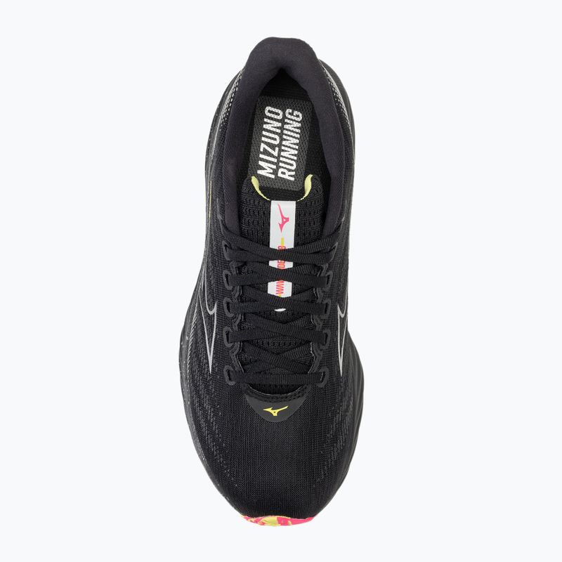 Vyriški bėgimo batai Mizuno Wave Rider 28 black/silver/sunny lime 5