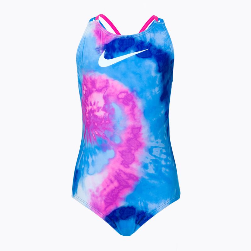 Nike Tie Dye Spiderback vaikiškas vientisas maudymosi kostiumėlis mėlynas NESSC719-458