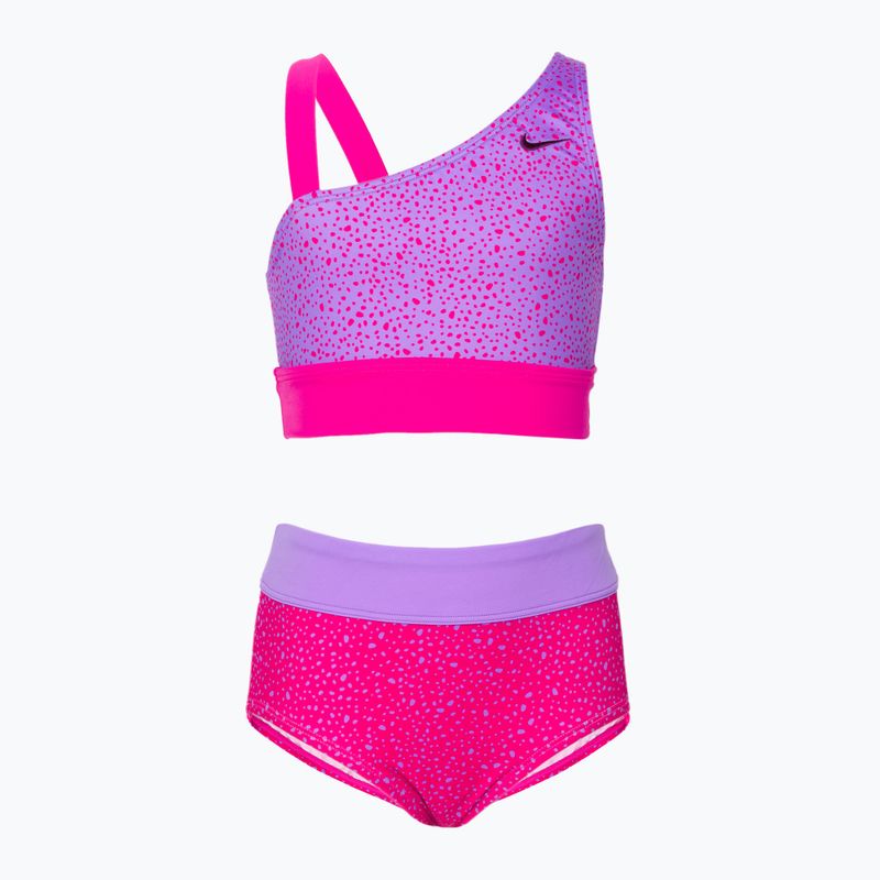 Vaikiškas dviejų dalių maudymosi kostiumėlis Nike Water Dots Asymmetrical pink NESSC725-672