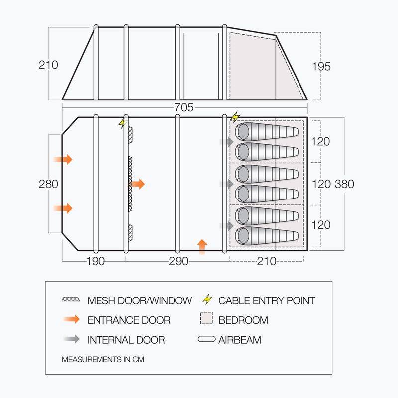 Šešiavietė stovyklavimo palapinė Vango Lismore Air 600XL Package mineral green 3