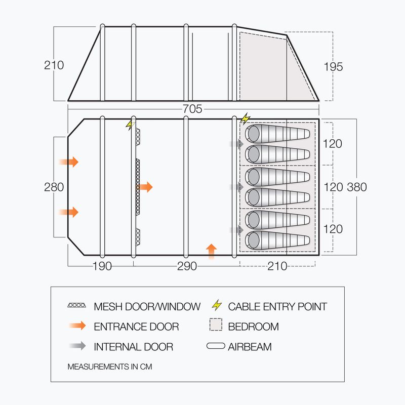 Šešiavietė stovyklavimo palapinė Vango Lismore Air TC 600XL Package cloud grey 5