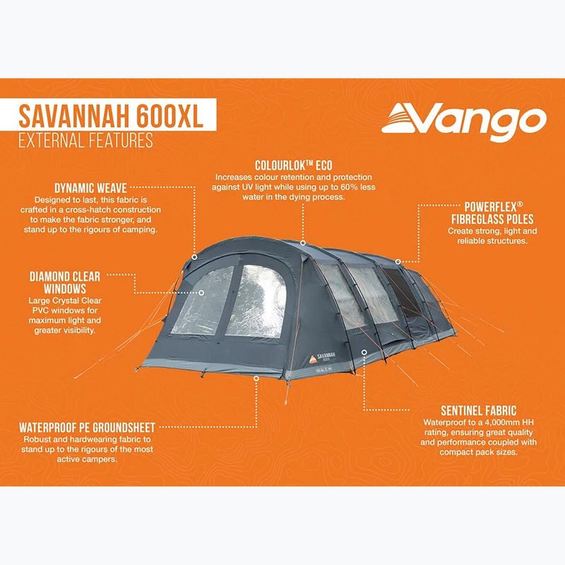 6 vietų stovyklavimo palapinė Vango Savannah 600XL deep blue 9