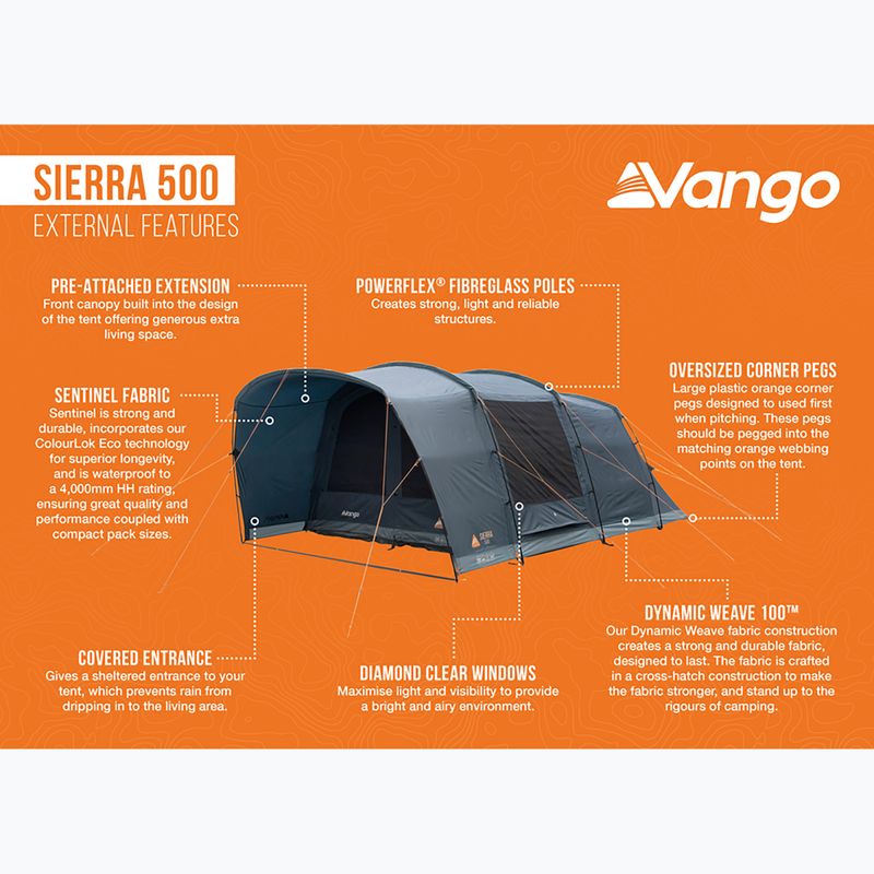 Penkiavietė stovyklavimo palapinė Vango Sierra 500 deep blue 13