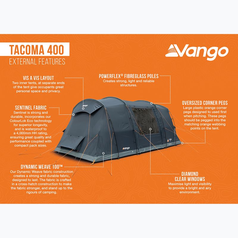 Keturvietė stovyklavimo palapinė Vango Tacoma 400 deep blue 12