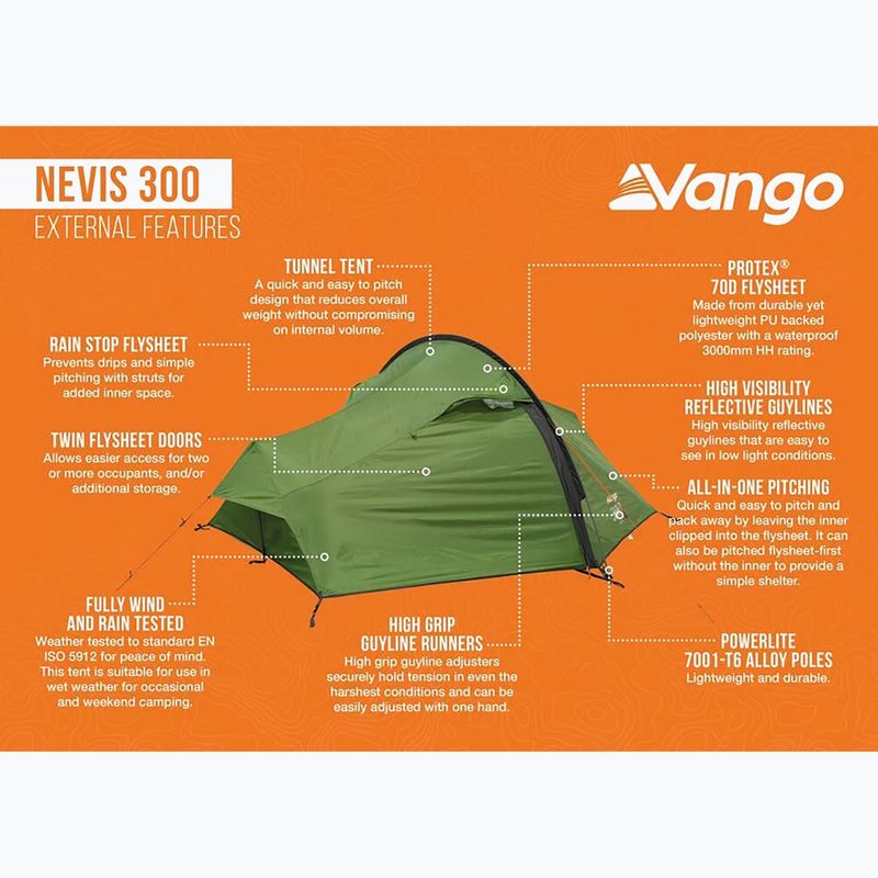 Žyginė palapinė 3-osobowy Vango Nevis 300 pamir green 12
