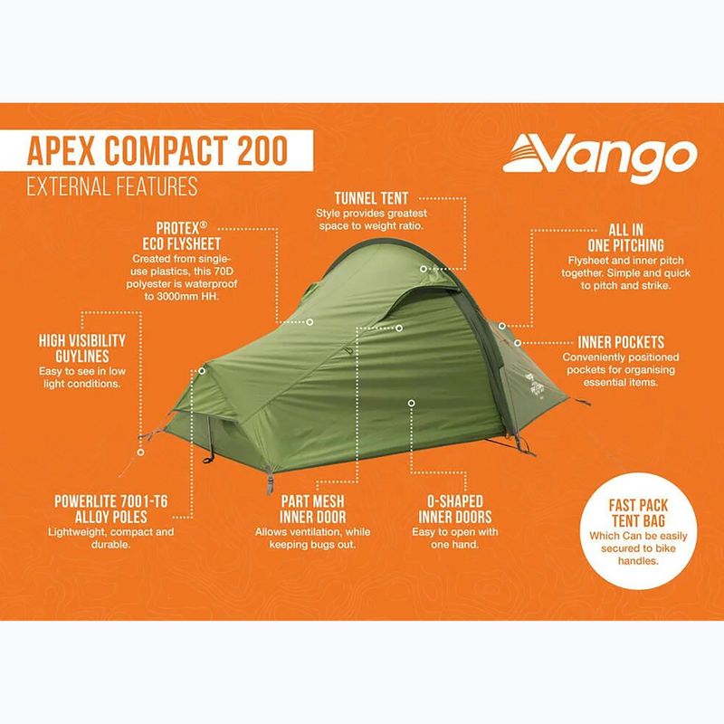 2 vietų žygio palapinė Vango Apex Compact 200 forest green 13