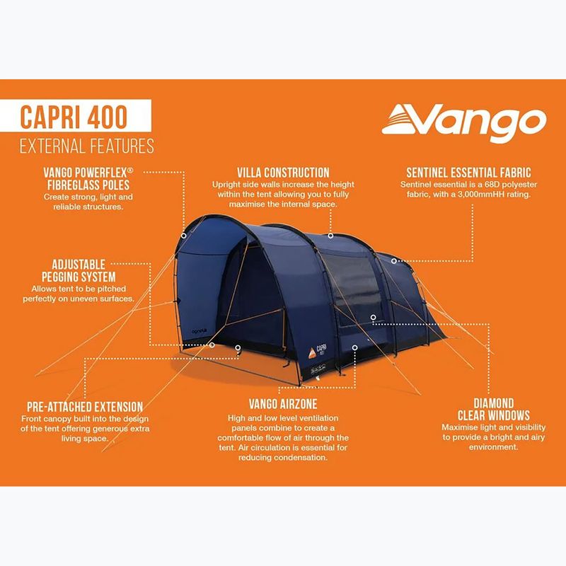 4 vietų stovyklavimo palapinė Vango Capri 400 twilight blue 10