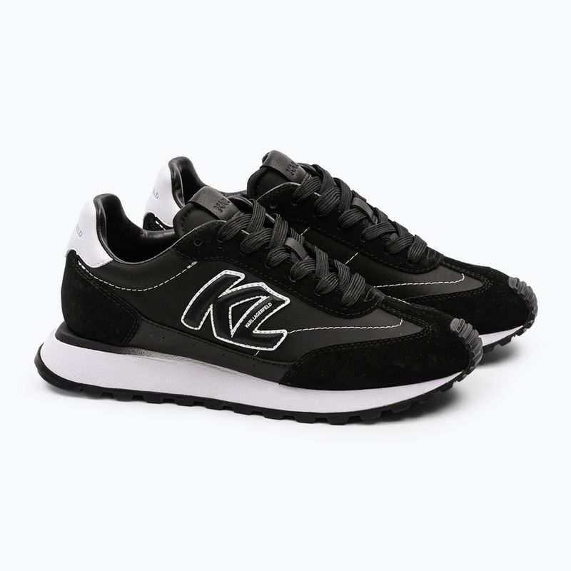 KARL LAGERFELD moteriški batai Kairo Kl Sidetrim black leather/textille 2