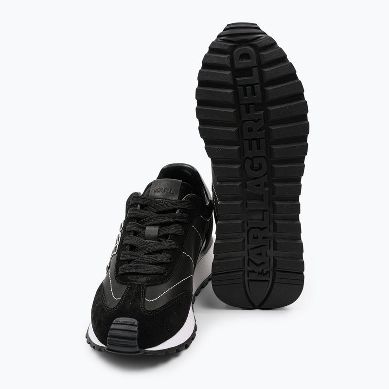 KARL LAGERFELD moteriški batai Kairo Kl Sidetrim black leather/textille 5