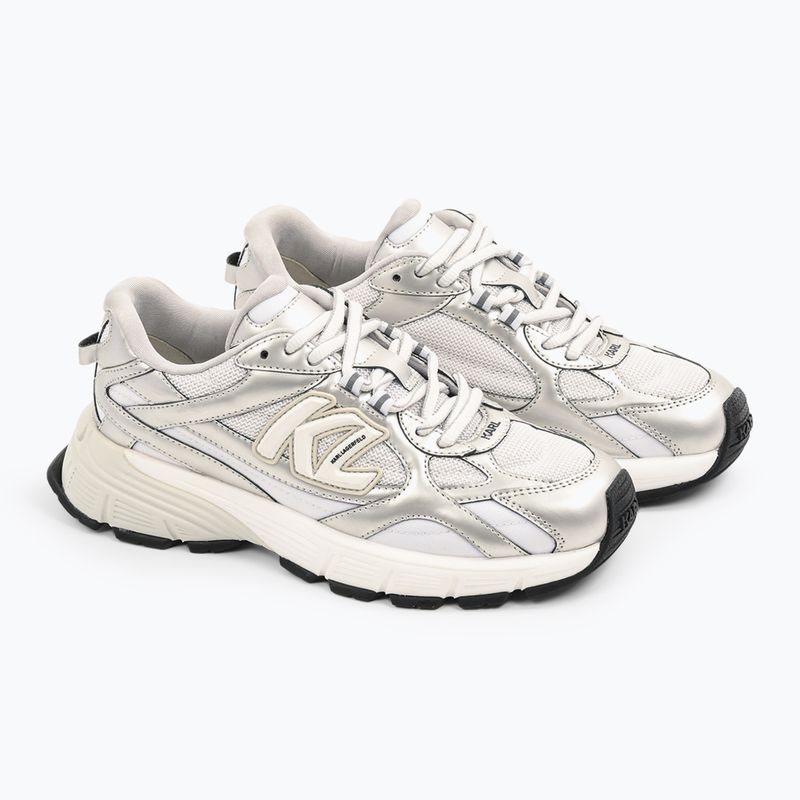 Moteriški batai KARL LAGERFELD Orion Sidetrim white leather/textile w/silver 2