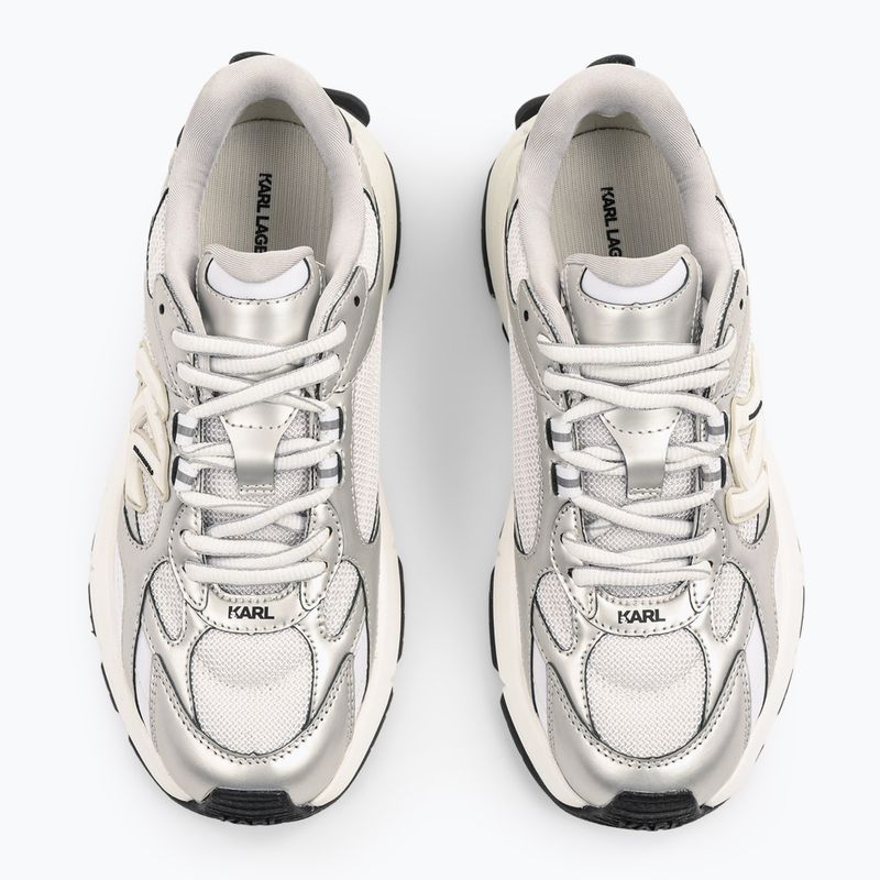 Moteriški batai KARL LAGERFELD Orion Sidetrim white leather/textile w/silver 4