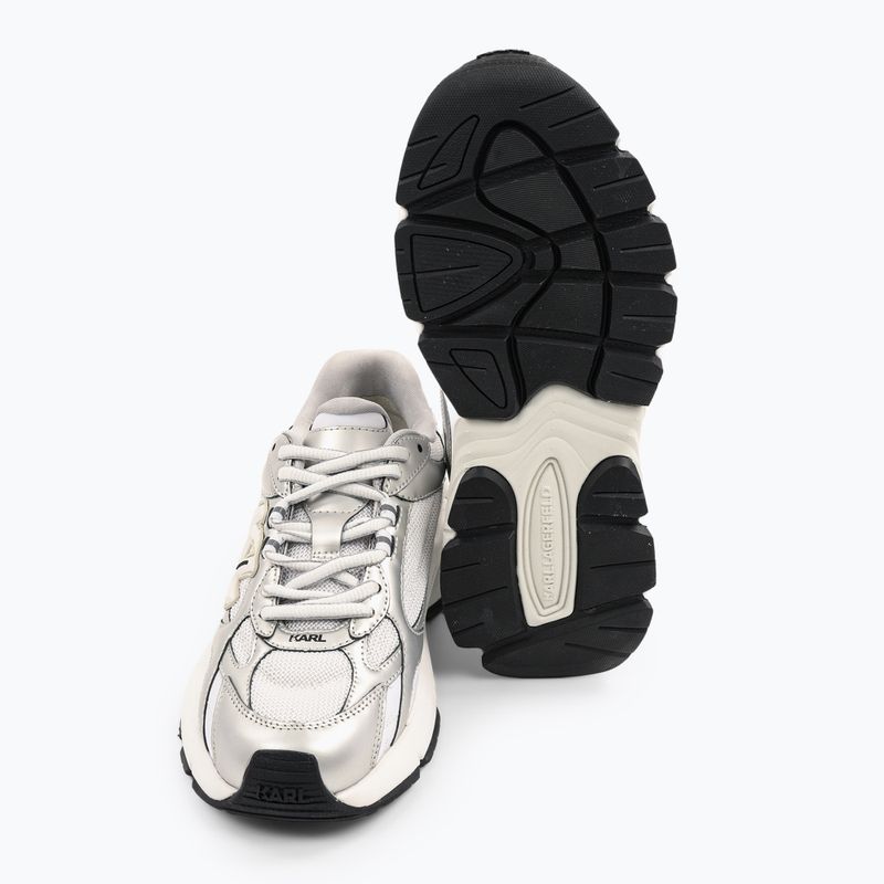Moteriški batai KARL LAGERFELD Orion Sidetrim white leather/textile w/silver 5