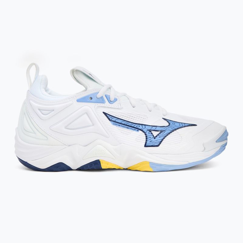 Mizuno Wave Momentum 3 tinklinio bateliai balti/bellwether blue/bel air blue 2